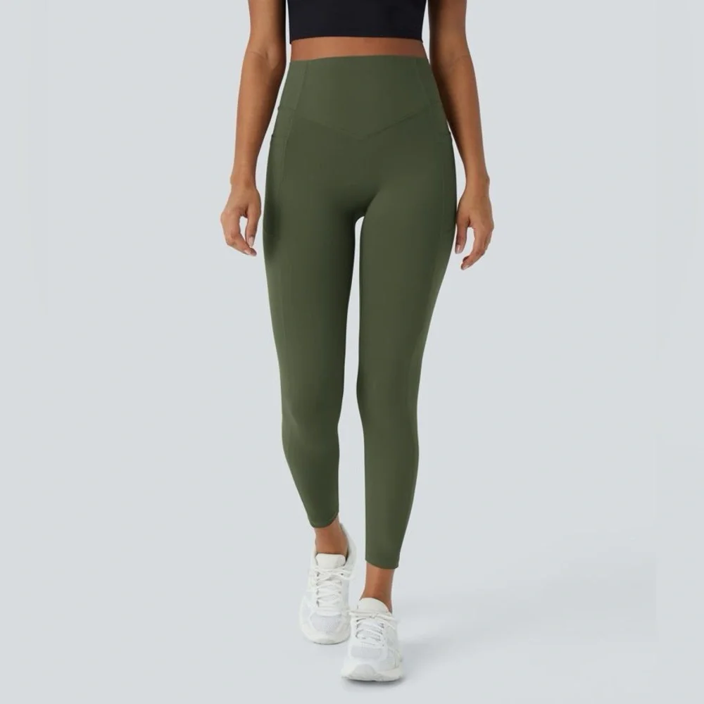 HALARA Full Length Green SoCinched High Waisted Scrunch Butt Lifting Leggings - Picture 2 of 15